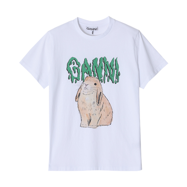 가니 GANNI 반팔 티셔츠 여성 로고 버니 T2778 151