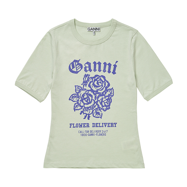 가니 GANNI 반팔 티셔츠 여성 로고 플라워 T3632 822
