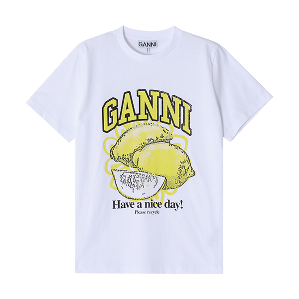 가니 GANNI 반팔 티셔츠 여성 로고 레몬 T3768 151